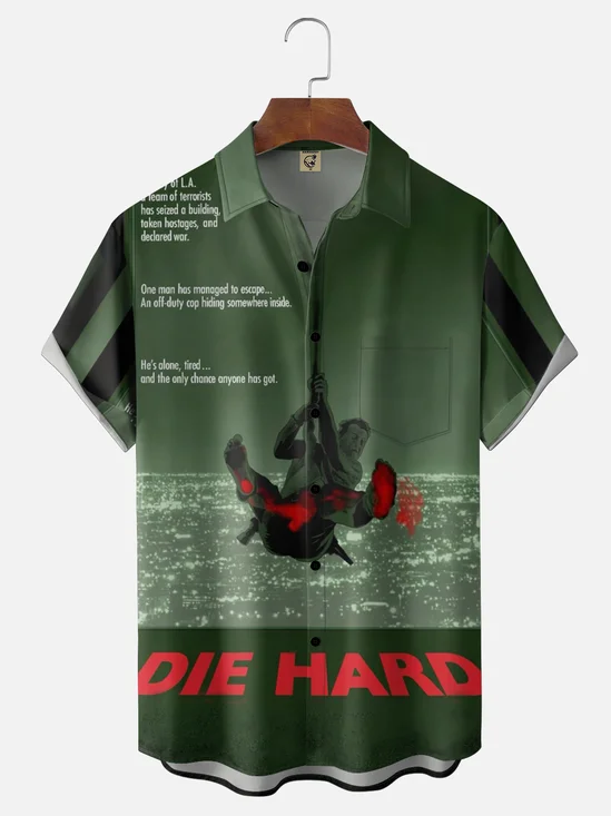 Moisture-wicking Christmas Fun Die Art Hard Chest Pocket Casual Shirt