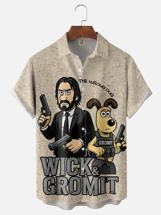 Moisture-wicking The Wrong Dog Geek Chest Pocket Casual Shirt