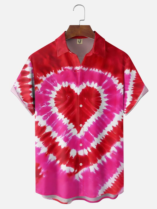 Moisture-wicking Valentine‘s Day Heart Chest Pocket Casual Shirt
