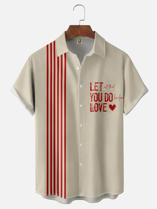 Moisture-wicking Valentine‘s Day Chest Pocket Casual Shirt