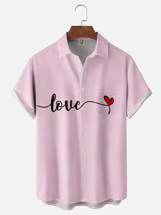 Moisture-wicking Valentine‘s Day Love Chest Pocket Casual Shirt