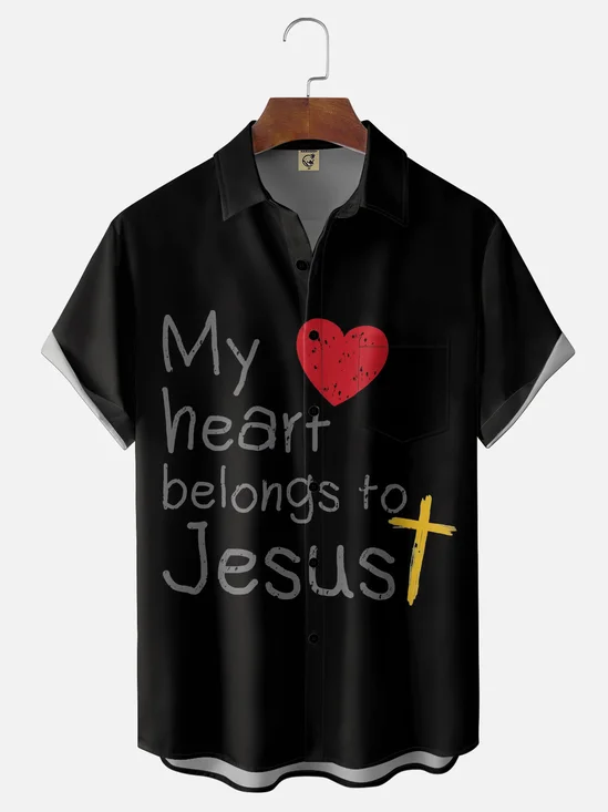 Moisture Wicking My Heart Belongs To Jesus Chest Pocket Holiday Shirt