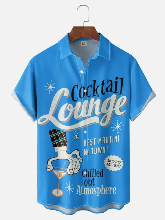 Moisture-wicking Cocktail Lounge Best Martini Chest Pocket Hawaiian Shirt