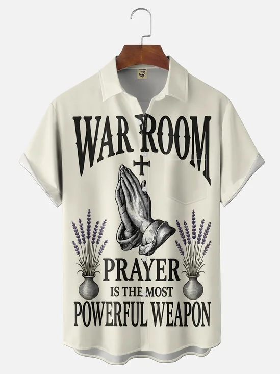 Moisture Wicking Jesus Cross Prayer Chest Pocket Holiday Shirt