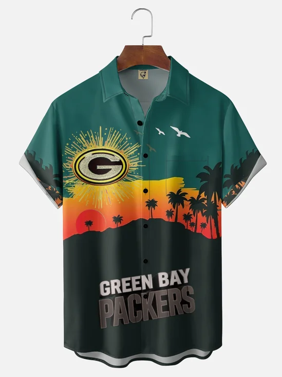 Moisture Wicking Football Green Bay Packers Chest Pocket Holiday Hawaiian Shirts