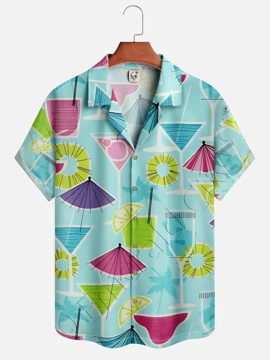 Moisture-wicking Cocktail Geomatric Aloha Shirt