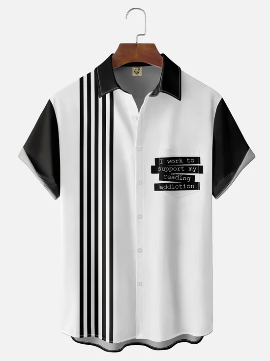 Moisture-wicking I Work To Support My Reading Addiction Chest Pocket Bowling Shirt