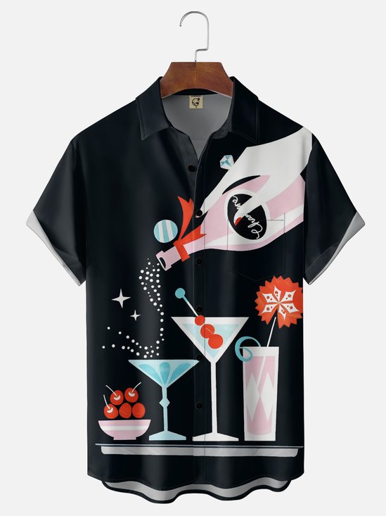 Moisture-wicking Cocktail Chest Pocket Hawaiian Shirt
