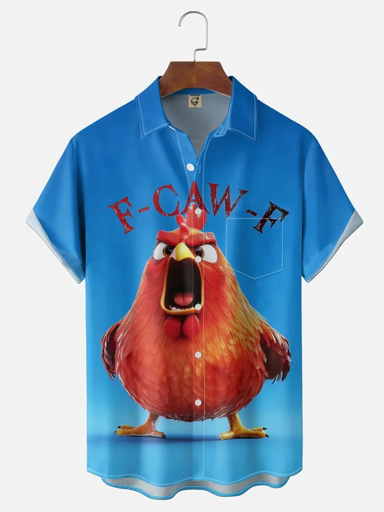 Moisture-wicking Chicken F-CAW-F Chest Pocket Hawaiian Shirt