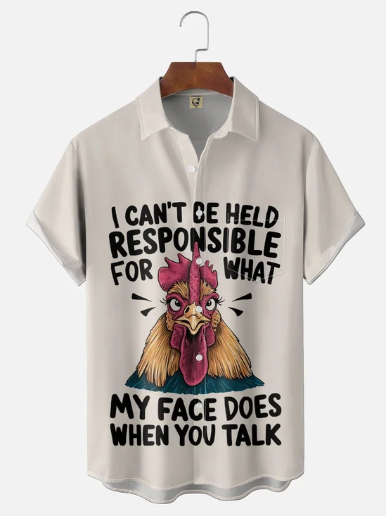 Moisture-wicking Chicken I cant be held responsable for what my face does when you talk Chest Pocket Casual Shirt