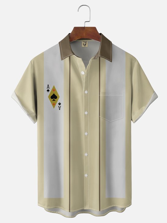 Moisture-wicking Casino Poker A Chest Pocket Hawaiian Shirt