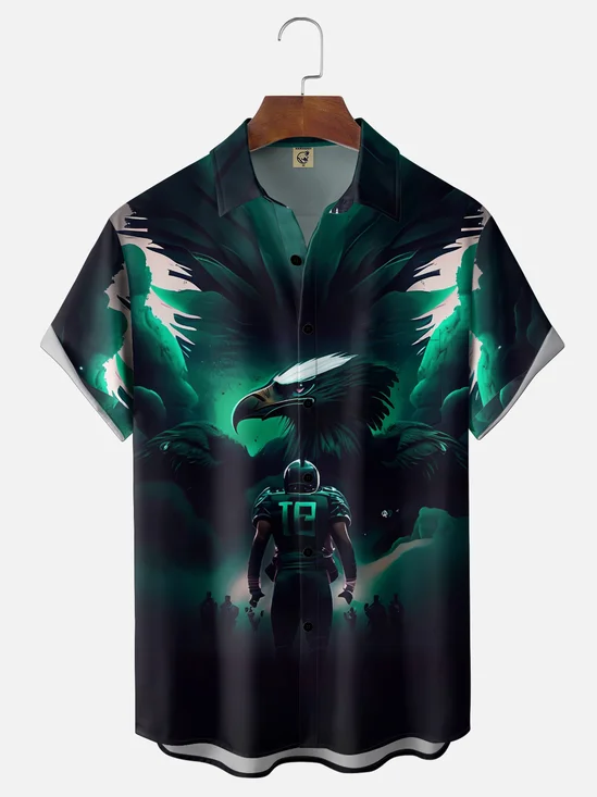 Moisture Wickin Football Philadelphia Eagles Chest Pocket Holiday Hawaiian Shirt