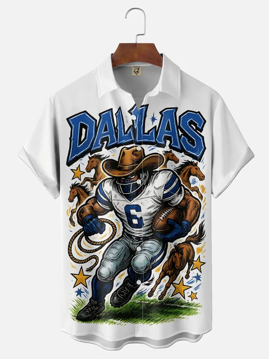 Moisture Wickin Dallas Cowboys Chest Pocket Holiday Hawaiian Shirt