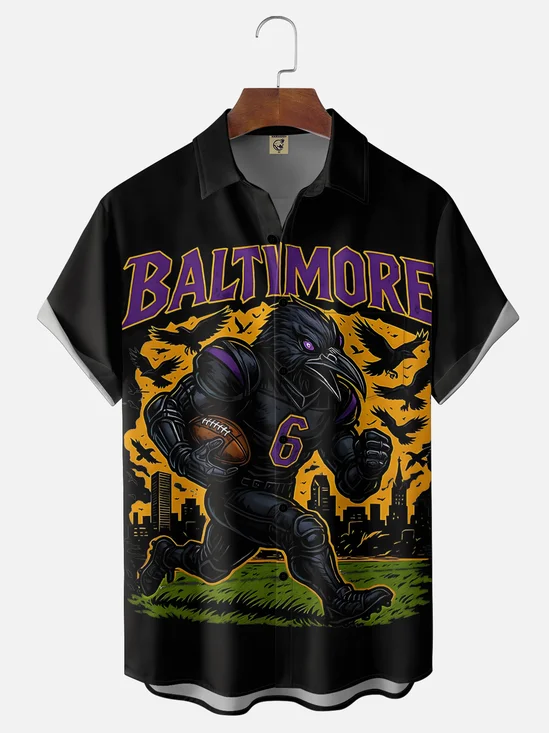 Moisture Wickin football Baltimore Ravens Chest Pocket Holiday Hawaiian Shirt