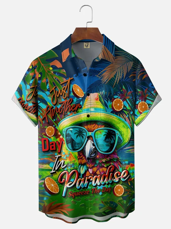 Moisture-wicking Just Another Day In Paradise Squeeze The Day Chest Pocket Hawaiian Shirt