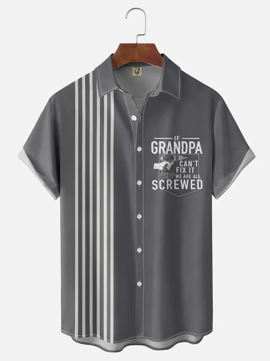Moisture-wicking If Grandpa Cant Fix It We Are All Screwed Chest Pocket Bowling Shirt
