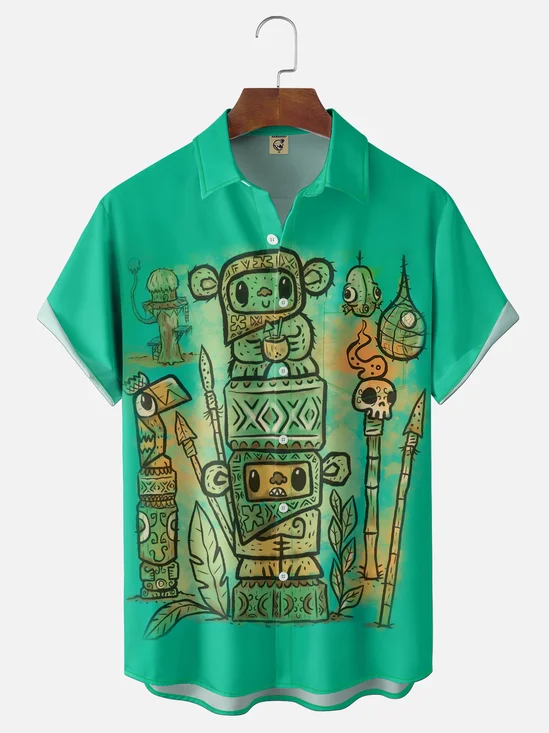 Moisture Wicking Toucan Tiki Chest Pocket Holiday Shirt