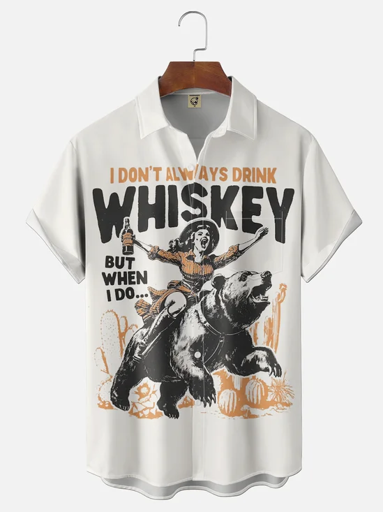 Moisture Wickin Humorous Witty Remarks About Whiskey Chest Pocket Holiday Hawaiian Shirts