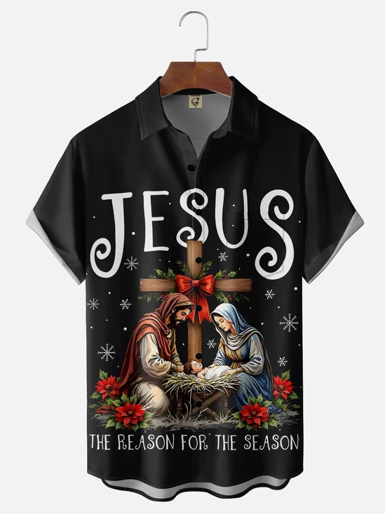 Moisture-wicking Jesus The Reason For The Season Easter Chest Pocket Casual Shirt