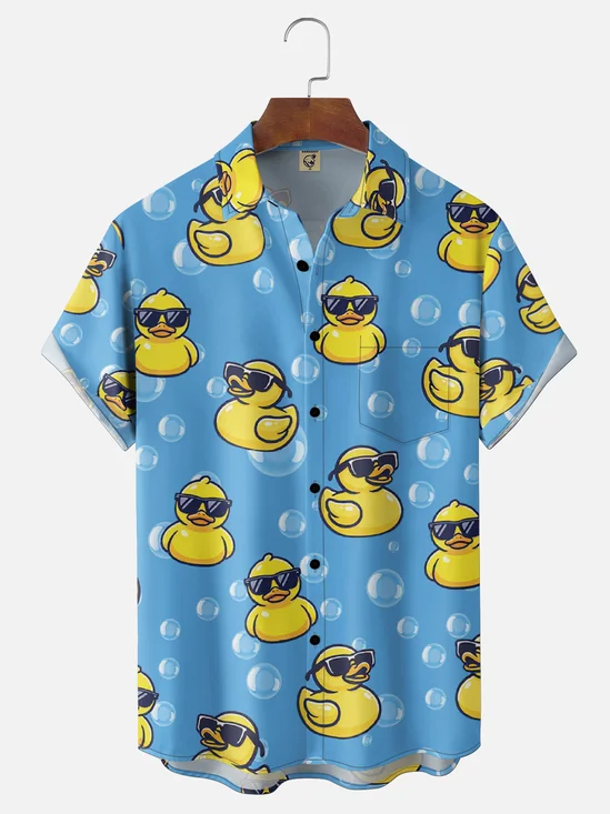 Moisture Wicking Little Yellow Duck Bubble Chest Pocket Holiday Shirt