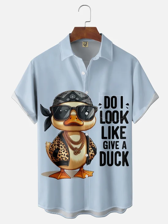 Moisture Wicking Little Yellow Duck Humorous Alphabet Chest Pocket Holiday Shirt