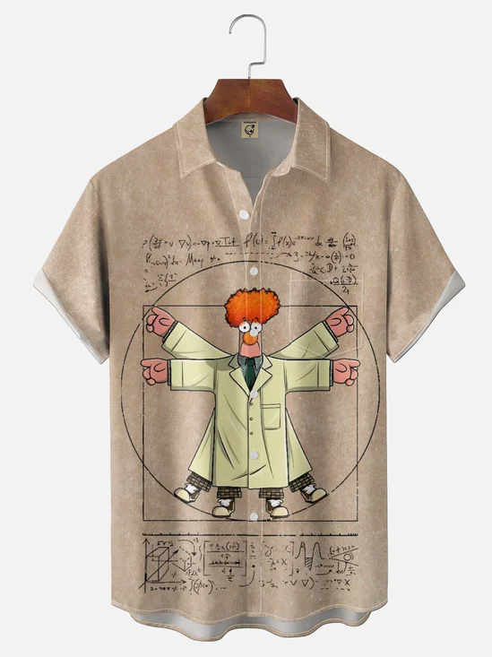 Moisture-wicking Vitruvian Humor Geek Chest Pocket Casual Shirt