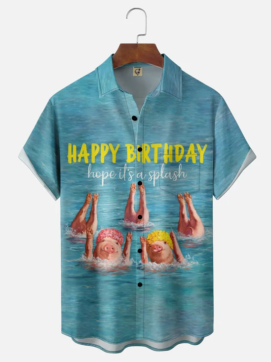 Moisture Wicking Gymnastics Pig Fun Humor Chest Pocket Holiday Shirt