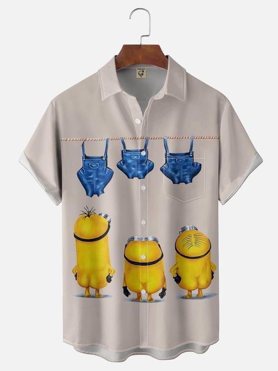 Moisture Wicking Minions Fun And Humorous Chest Pocket Holiday Shirt