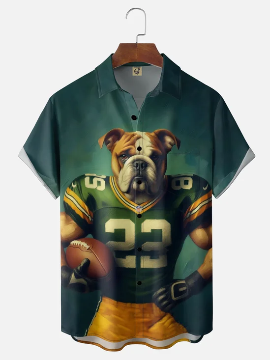 Moisture-wicking Green Bay Packers American Football Chest Pocket Casual Shirt