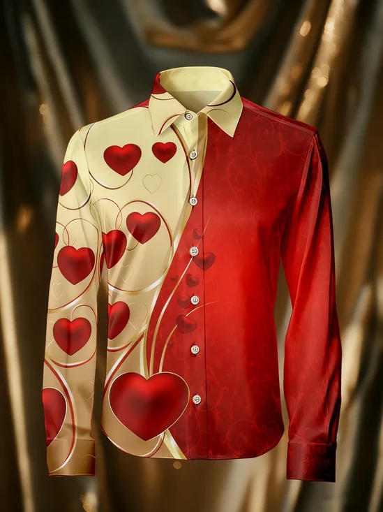 Moisture Wicking Valentine's Day Chest Pocket Holiday Hawaii Long Sleeve Shirt