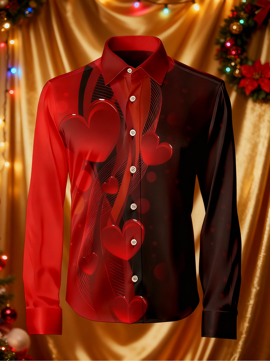 Moisture Wicking Valentine's Day Chest Pocket Holiday Hawaii Long-Sleeve Shirt