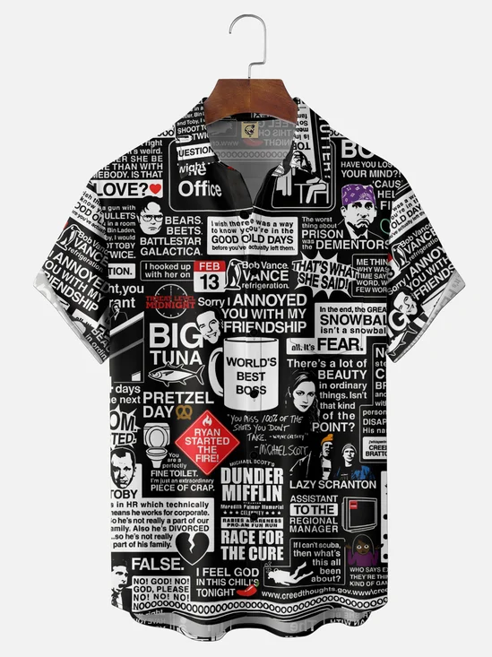 Moisture Wicking Work Slogan Chest Pocket Holiday Hawaiian Shirt