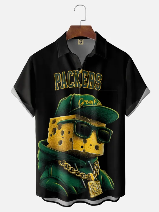 Moisture Wicking Green Bay Packers Chest Pocket Holiday Hawaiian Shirt