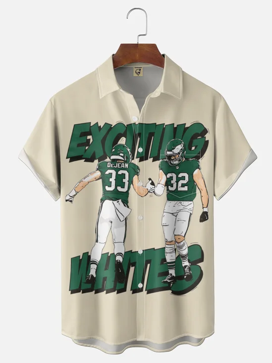 Moisture Wicking Philadelphia Eagles Football Team Chest Pocket Holiday Hawaiian Shirt