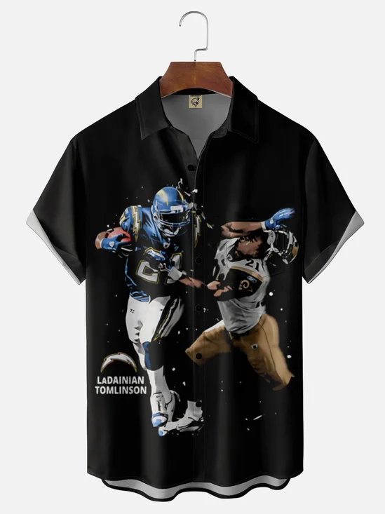 Moisture Wicking San Diego Chargers Football Themed Chest Pocket Holiday Hawaiian Shirt