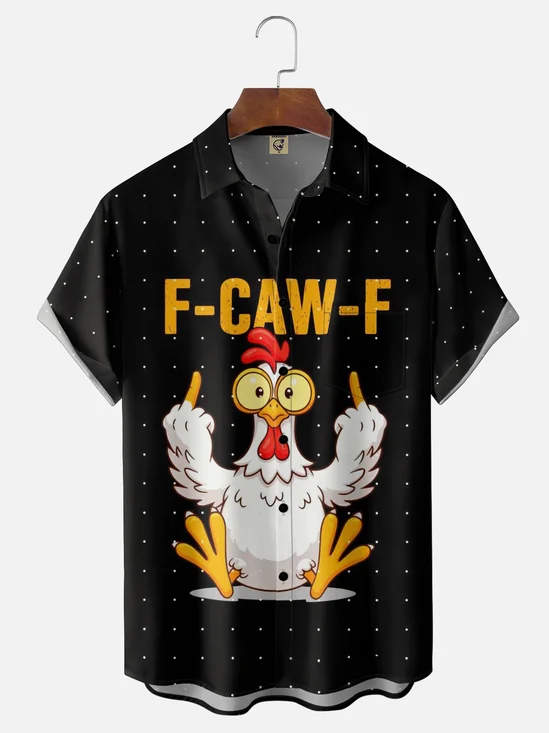 Moisture-wicking F-Caw-F Chicken Chest Pocket Hawaiian Shirt