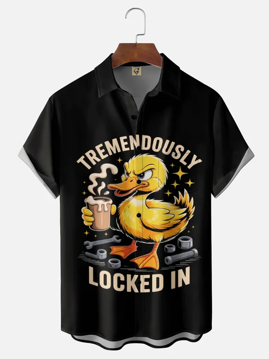 Moisture-wicking Yellow Duck Tremendously Locked In Chest Pocket Casual Shirt