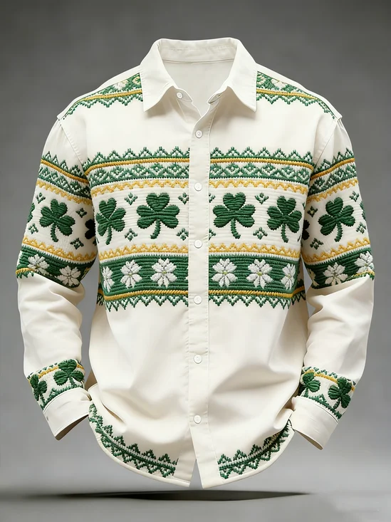 Moisture Wicking St. Patrick's Day Shamrock Holiday Long Sleeve Shirt