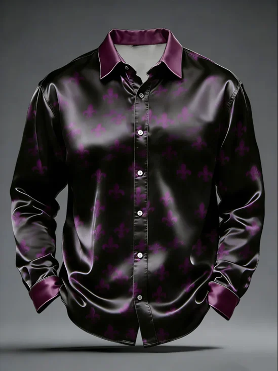 Moisture Wicking Mardi Gras Iris Flower Holiday Long Sleeve Shirt