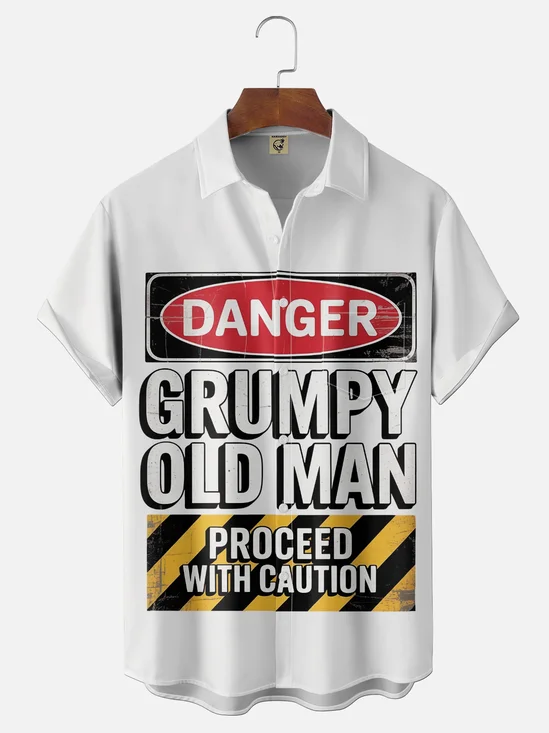 Moisture-Wicking Warning For Irritable Elderly People Chest Pocket Holiday Shirt