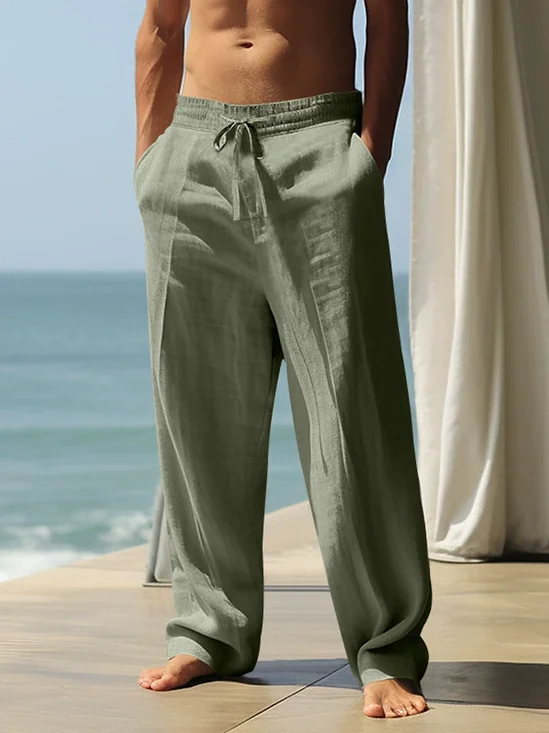 Cotton And Linen Holiday Casual Trousers
