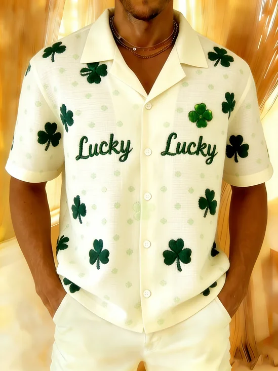 Moisture-wicking Saint Patrick's Day Lucky Shamrock Resort Shirt