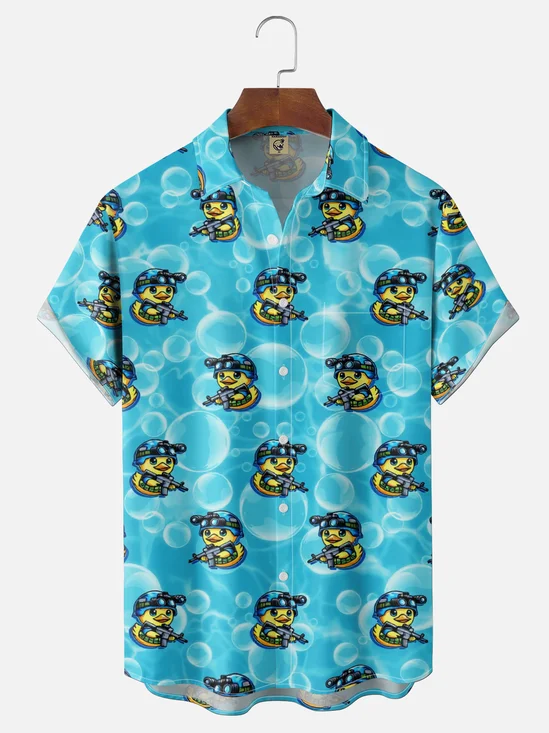 Moisture Wicking Gradient Colors Little Yellow Duck Chest Pocket Holiday Shirt