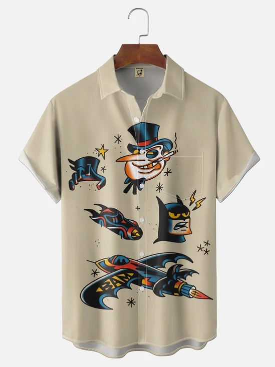 Moisture Wicking Batman Temporary Tattoo Chest Pocket Holiday Shirt