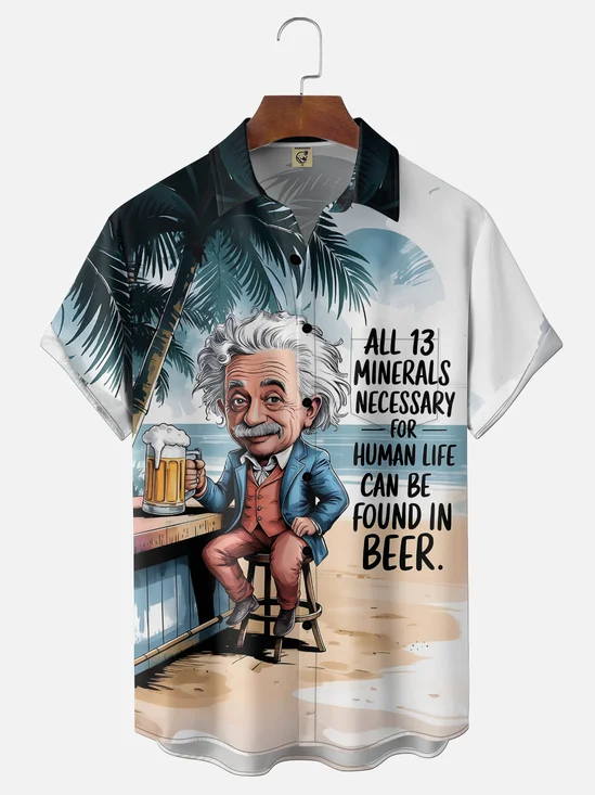 Moisture Wicking Beach Old Man Beer Chest Pocket Holiday Shirt