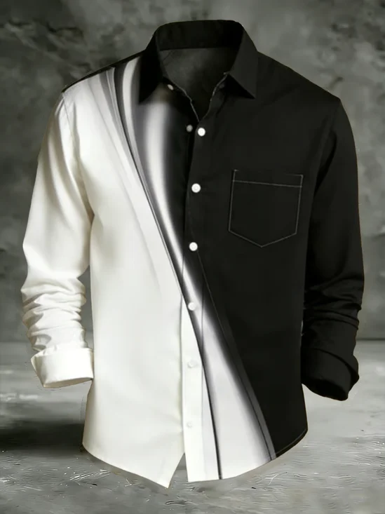 Moisture Wicking Ombre Chest Pocket Holiday Long Sleeved Shirt