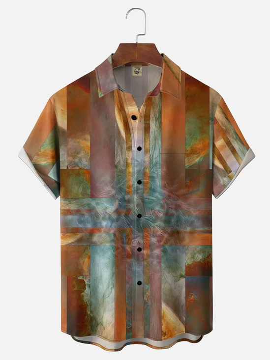 Hardaddy X Mike Braun Moisture-wicking Geometric Chest Pocket Casual Shirt