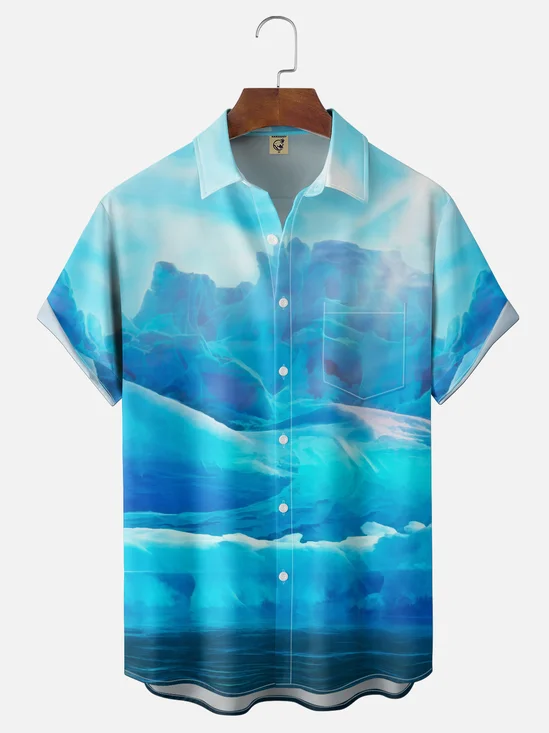 Hardaddy X Mike Braun Moisture-wicking Ice Peak Chest Pocket Hawaiian Shirt