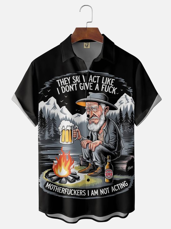 Moisture Wicking Funny Slogan Chest Pocket Holiday Hawaii Shirt