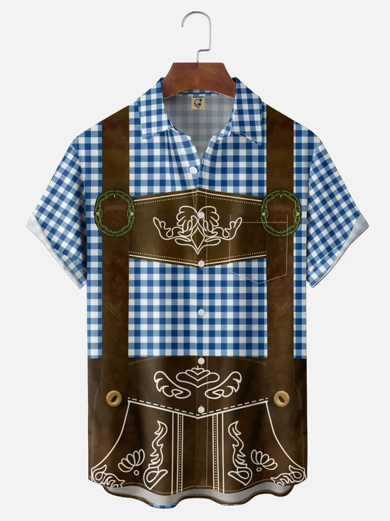 Moisture Wicking Beer Festival Plaid Beer Shirt Chest Pocket Holiday Shirt